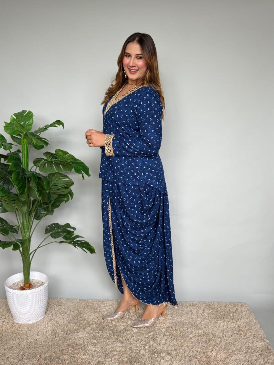 Maroon Printed Dhoti Kurta Set