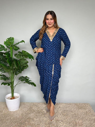 Maroon Printed Dhoti Kurta Set