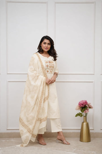 NEW DESIGN COTTON KURTA PANT WITH DUPATTA