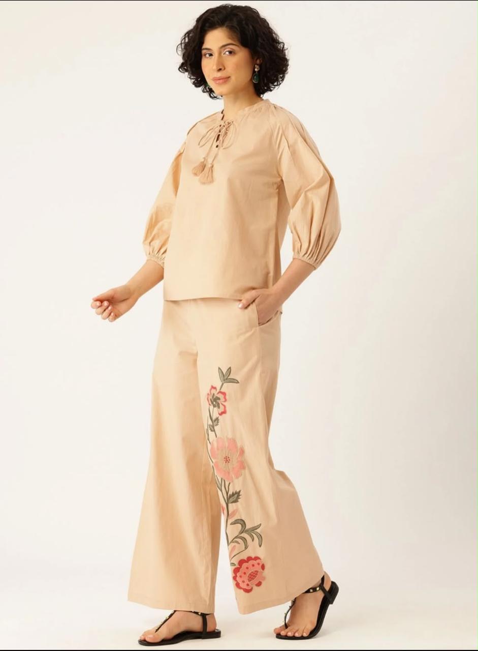 Beige Floral Co-Ord Set